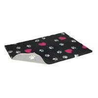 Vetbed Non-Slip Bed with White Paws and Cerise Hearts, Large, Charcoal Grey