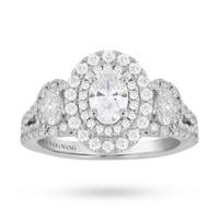 Vera Wang Love oval cut 1.45 carat total weight three stone diamond ring with diamond set shoulders in 18 carat white gold - Ring Size M