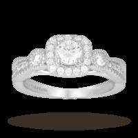 Vera Wang Love 0.70 carat total weight solitaire and diamond set shoulders ring in 18 carat white gold