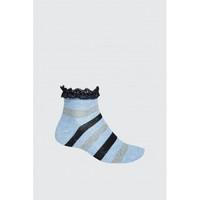 VERTICAL STRIPE FRILL TOP SOCK