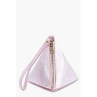 Velvet Pyramid Handstrap Clutch Bag - blush