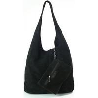 Vera Pelle Zamsz Shopper Bag Skórzana XL A4 Czarna women\'s Handbags in black