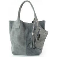 Vera Pelle Zamsz Naturalny XL A4 Shopper Bag Skórzana Szara women\'s Handbags in grey