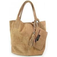 Vera Pelle Zamsz Naturalny XL A4 Shopper Bag Skórzana Camel women\'s Handbags in multicolour