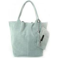 Vera Pelle Zamsz Naturalny XL A4 Shopper Bag Skórzana Szara Jasna women\'s Handbags in multicolour