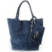 Vera Pelle Zamsz Naturalny XL A4 Shopper Bag Skórzana Granatowa women\'s Handbags in multicolour