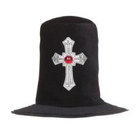 Velvet Top Hat With Silver Cross