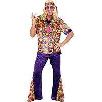 Velvet Hippie Dude Costume Medium For 60s 70s Hippy Fancy Dress