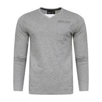 Veyer Mock T-Shirt Insert Long Sleeve T-Shirt in Light Grey Marl  Dissident