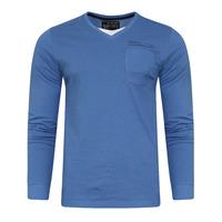 Veyer Mock T-Shirt Insert Long Sleeve T-Shirt in Federal Blue  Dissident