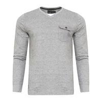 Veepoc Mock T-Shirt Insert Long Sleeve T-Shirt in Light Grey Marl  Dissident