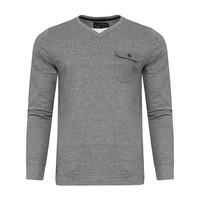 Veepoc Mock T-Shirt Insert Long Sleeve T-Shirt in Mid Grey Marl  Dissident