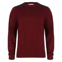 Vesey Crew Neck Knit Jumper with Shoulder & Elbow Patches - D-Code