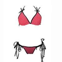 Venus Queen Women\'s Halter Bikini, Retro / Dot Nylon / Spandex Red