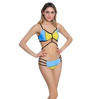 Venus Queen Women\'s Halter Bikini Color Block Nylon Spandex Color Block