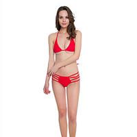 Venus Queen Women\'s Halter Bikini Cutout Solid Nylon Spandex Solid