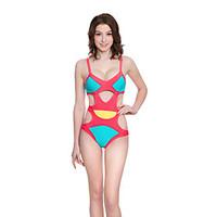 venus queen womens halter one piece color block nylon spandex color bl ...