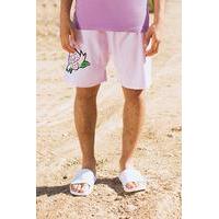 Velour Shorts With Rose Embroidery - lilac