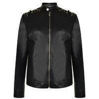 versace collection studded leather biker jacket