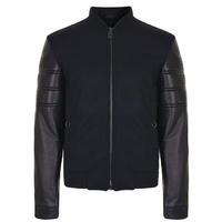 VERSACE COLLECTION Leather Sleeve Bomber Jacket
