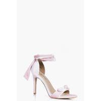 velvet bow two part heels pink