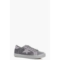 Velvet Star Lace Up Trainer - grey