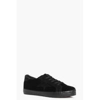 Velvet Star Lace Up Trainer - black