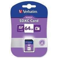 verbatim sd sdxc 64gb memory card exfat file system class 10 104mbs