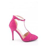 Velvet T Bar Sandals In Pink