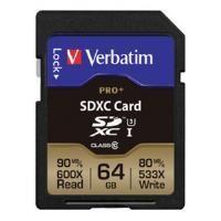 verbatim pro u3 64gb secure digital sdxc card class 10