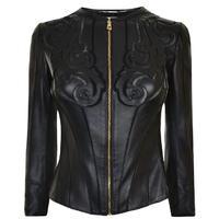 versace collection laser cut leather jacket