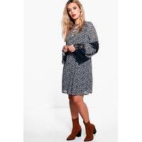 Verity Ditsy Floral Print Lace Up Swing Dress - navy
