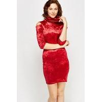 Velveteen Roll Neck Dress