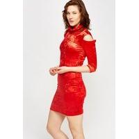 velveteen roll neck dress