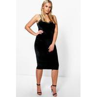 Velvet Lace Back Midi Dress - black