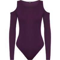 Vera Basic Cut Shoulder Long Sleeve Bodysuit - Purple