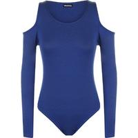 Vera Basic Cut Shoulder Long Sleeve Bodysuit - Royal Blue