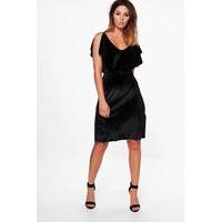 Velvet Frill Dress - black