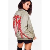 Velvet Lace Up Back Bomber - khaki