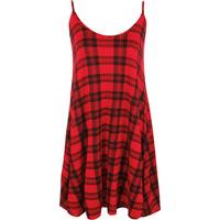 Veela Strappy Tartan Swing Top - Red