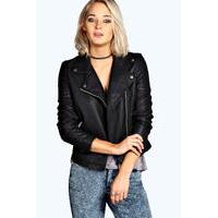 Vegan Leather Biker Jacket - black