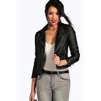 Vegan Leather Biker Jacket - black