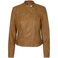 Vero Moda - VMLINA Short Women\'s Faux Leather Biker Jacket women\'s Leather jacket in brown