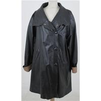 Vera Pelle, size 12 black leather mid length coat