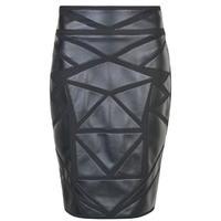 versace collection leather panel skirt