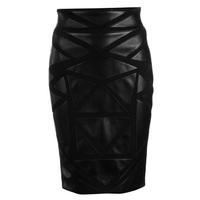 versace collection leather panel skirt