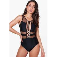 Vegas Caged Mesh Swimsuit - black