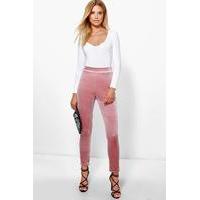 Velvet Turn Up Skinny Trousers - rose