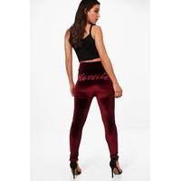 velvet slogan highwaist leggings burgundy