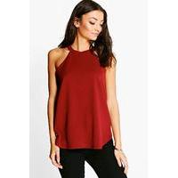 verity high neck strap top wine